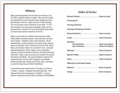 Remembrance Funeral Program Template.