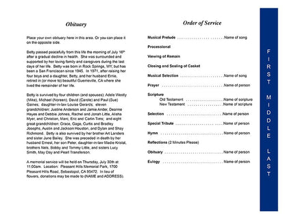 America 4-Sided Graduated Funeral Program Template.