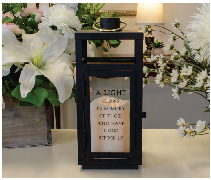 Your Memory Lives On Black Lantern With LED Candle.