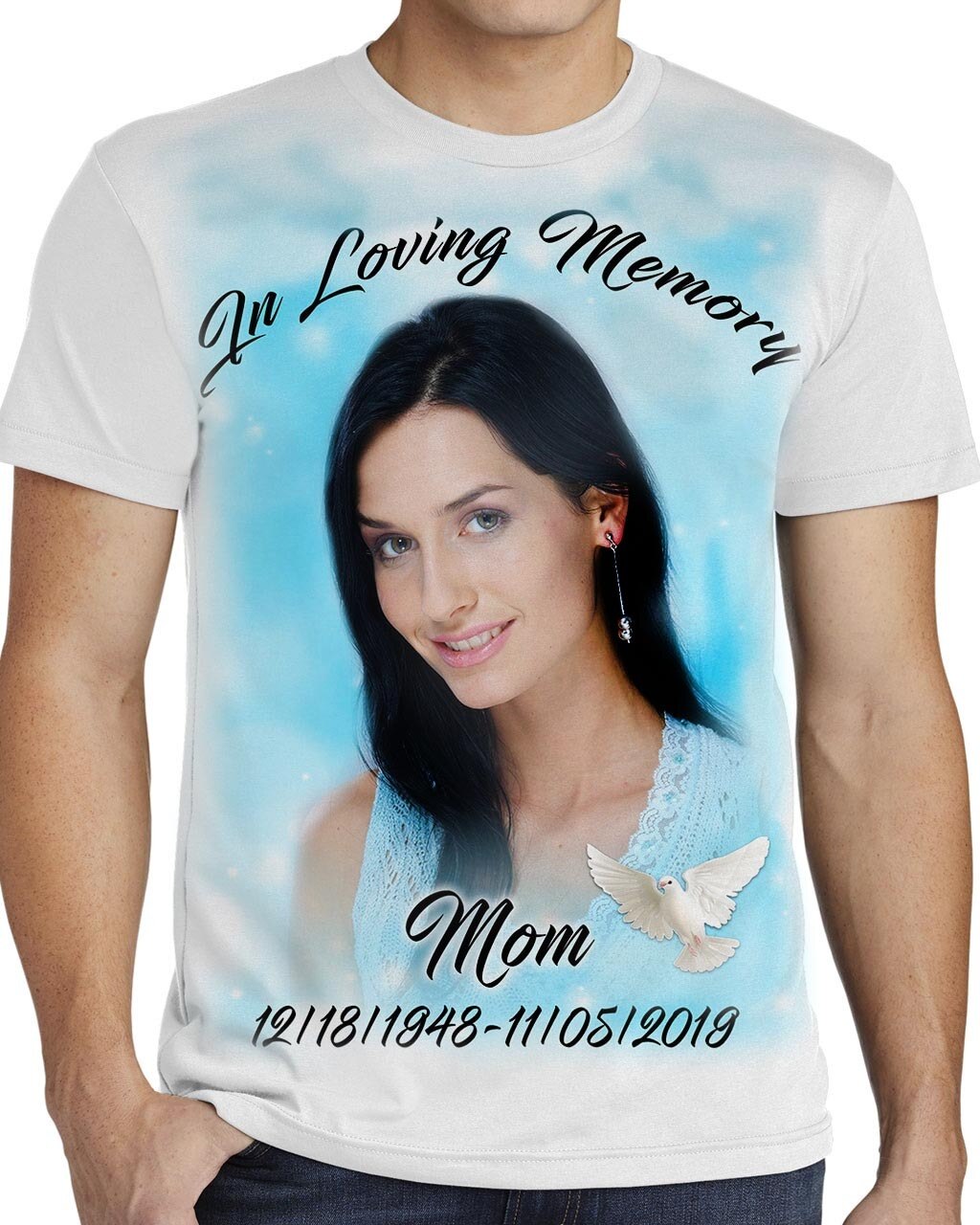 Rest In Peace In Loving Memory T-Shirt Teal Lights (Men-Women)