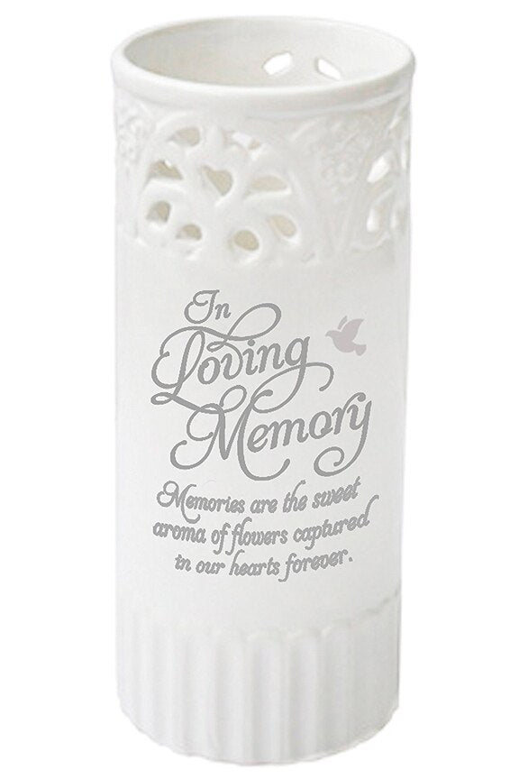 In Loving Memory White Ceramic Flower Memorial Vase - The Funeral Program Site