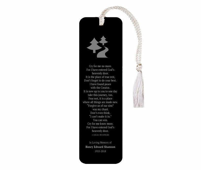 Leatherette Memorial Poem Bookmark Cry For Me No More - The Funeral Program Site