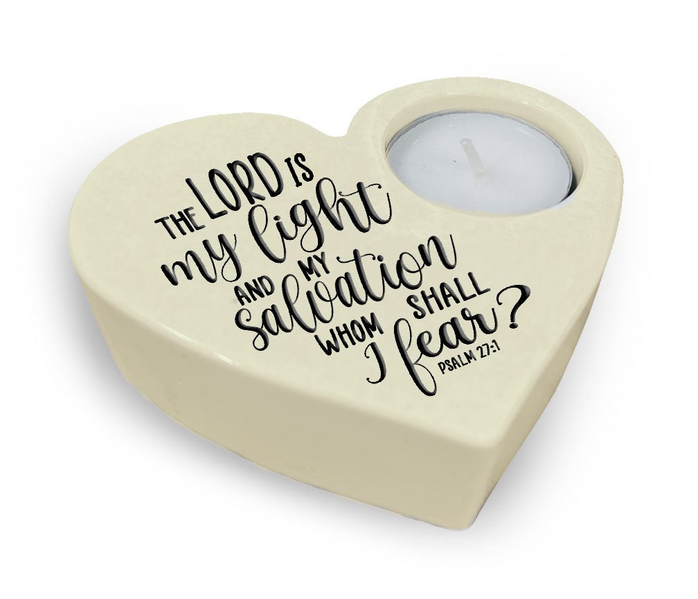 Light and Salvation Stone Heart Memorial Tea Light Candle Holder - The Funeral Program Site