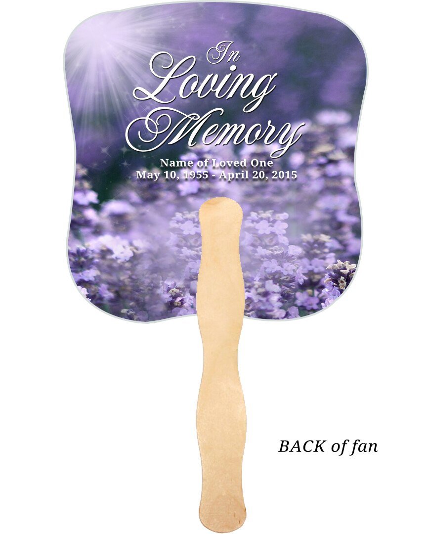 Lilac Cardstock Memorial Fan With Wooden Handle (Pack of 10) - The Funeral Program Site
