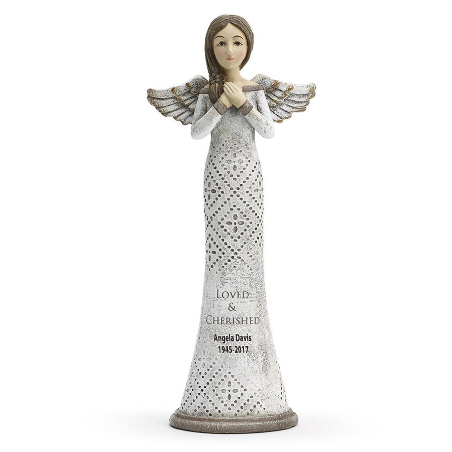 Loved & Cherished In Loving Memory Angel Figurine - The Funeral Program Site