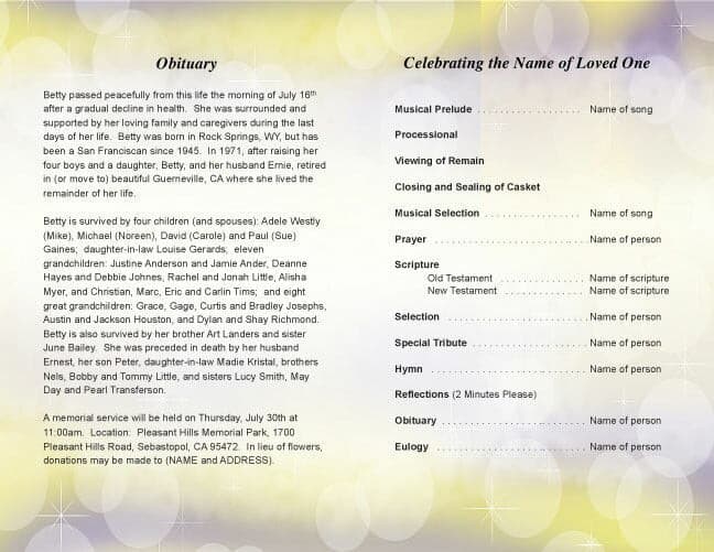 Lupus Funeral Program Template - The Funeral Program Site