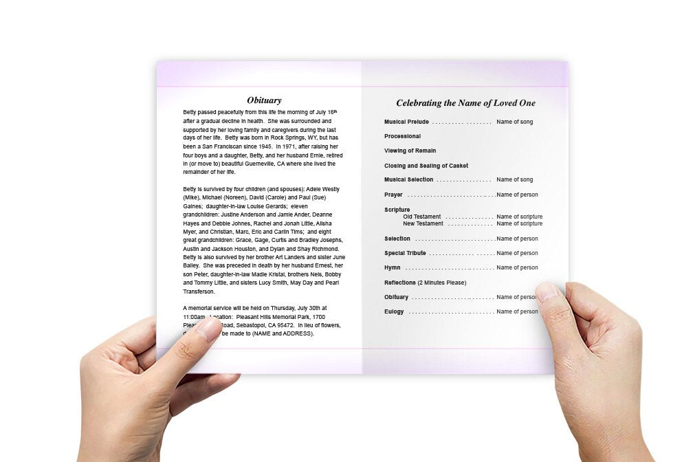 Lupus Purple Ribbon Funeral Program Template - The Funeral Program Site