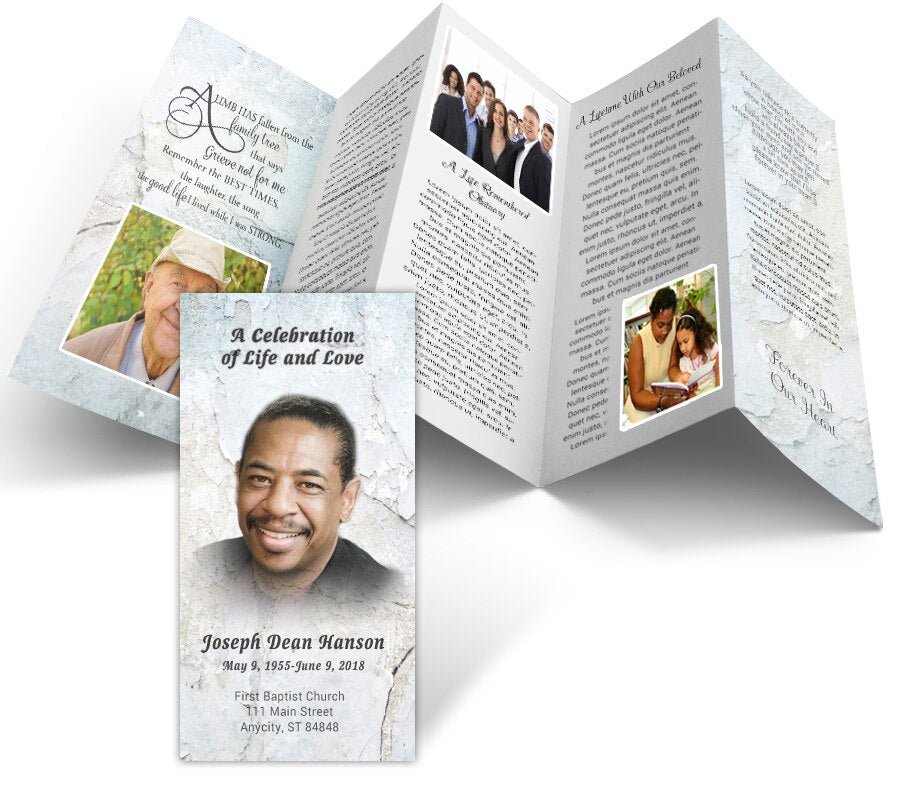 Marble Stone Accordion Fold Funeral Program Design & Print (Pack of 50) - The Funeral Program Site