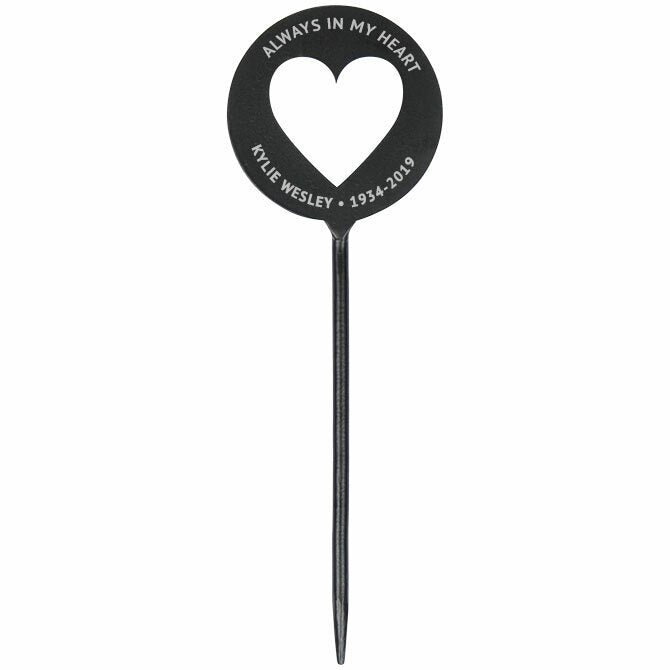 Memorial Garden Plant Stake Personalized Silhouette Open Heart - The Funeral Program Site