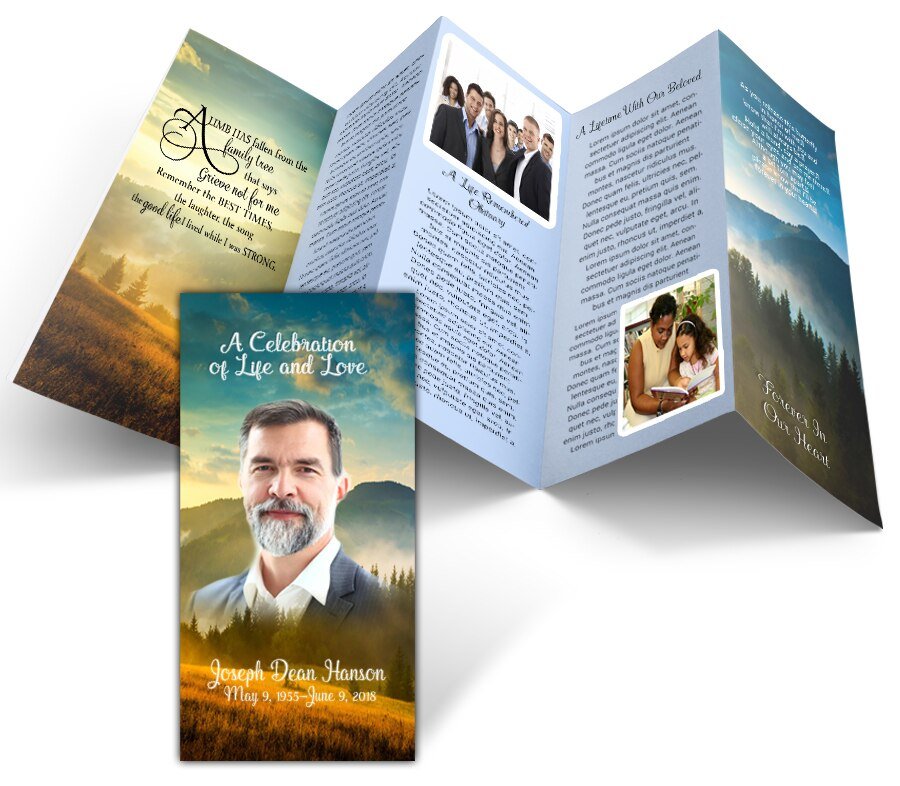 Mountain Magic Accordion Fold Funeral Program Design & Print (Pack of 25) - The Funeral Program Site