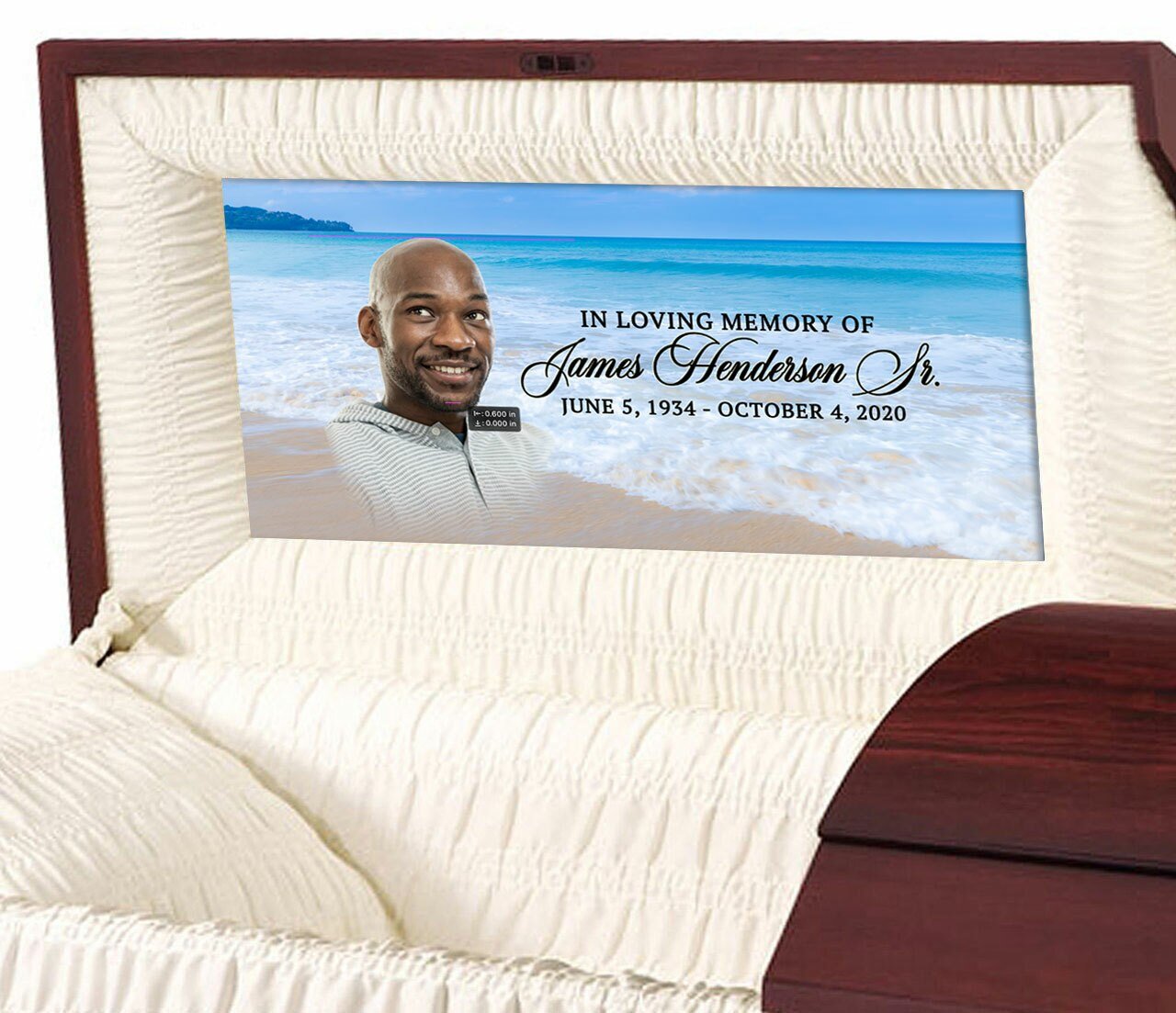 Ocean Waves Custom Casket Panel Insert - The Funeral Program Site