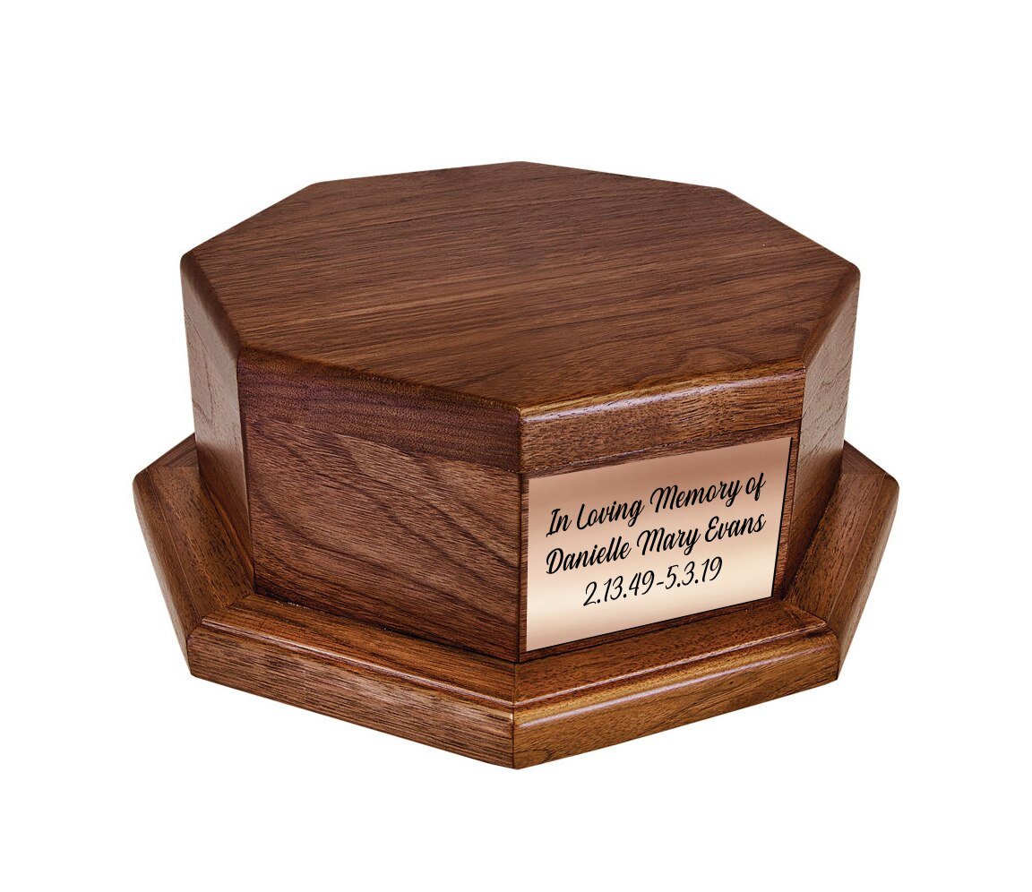 Octagon Wood Cremation Urn Stand Base - The Funeral Program Site