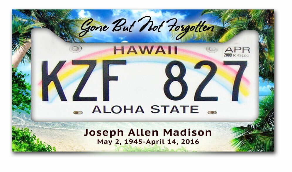 Paradise Custom In Loving Memory License Plate Frame - The Funeral Program Site