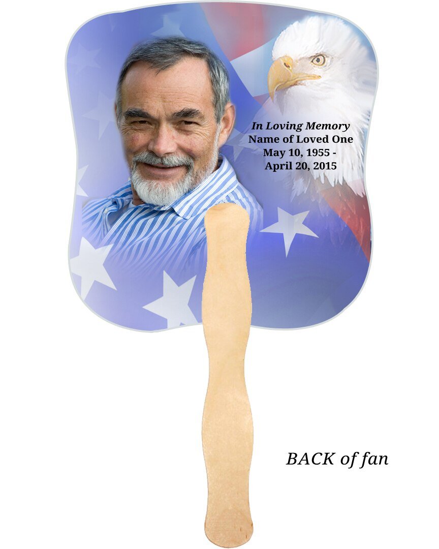 Patriotic Cardstock Memorial Fan With Wooden Handle (Pack of 10) - The Funeral Program Site