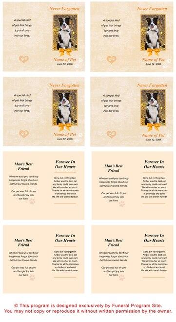 Peach Pet Memorial Card Design & Printing (Pack of 50) - The Funeral Program Site