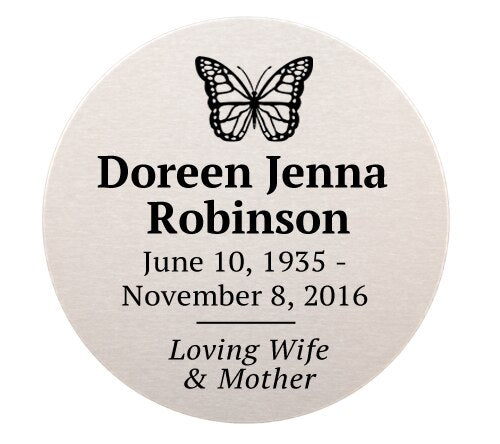 Personalized 2 Inch Circle Flexible Urn Plate - The Funeral Program Site