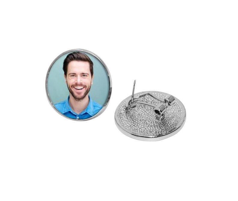 Personalized In Loving Memory Round Circle Stud Earrings - The Funeral Program Site