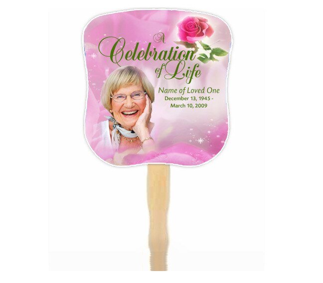 Petals Cardstock Memorial Fan With Wooden Handle (Pack of 10) - The Funeral Program Site