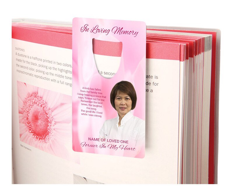 Pink Passion Aluminum Metal Memorial Bookmark With Poem - The Funeral Program Site