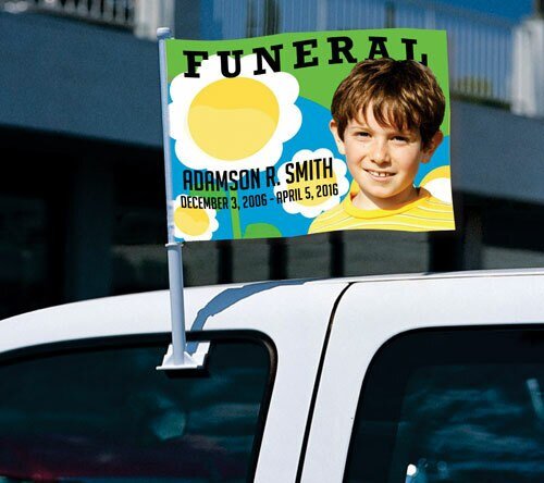 Playful Funeral Car Flag and Pole - The Funeral Program Site