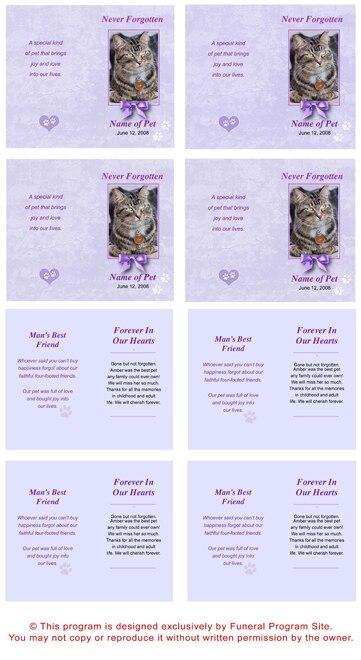 Purple Pet Memorial Cards Design & Print (Pack of 50) - The Funeral Program Site