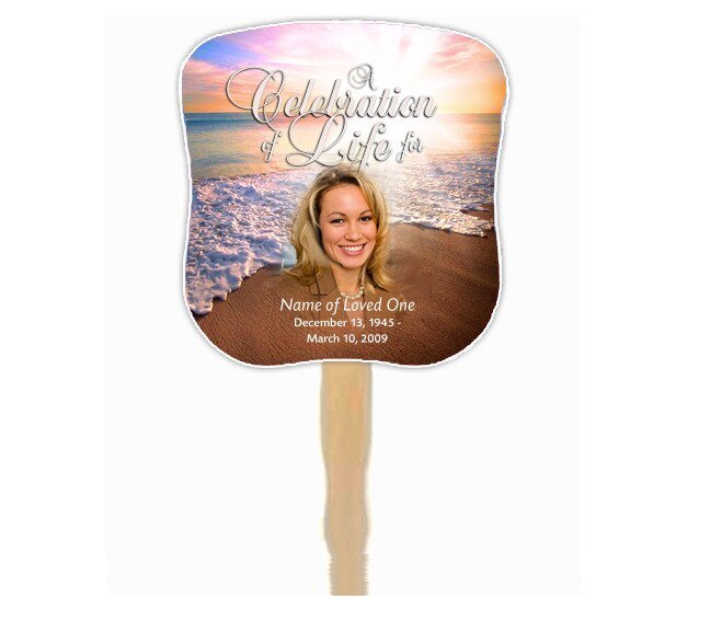 Radiance Cardstock Memorial Fan With Wooden Handle (Pack of 10) - The Funeral Program Site