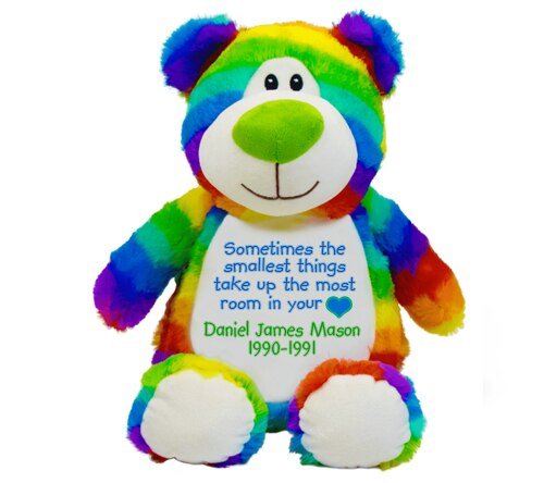 Rainbow Teddy Memorial Stuffed Animal - Urn - The Funeral Program Site