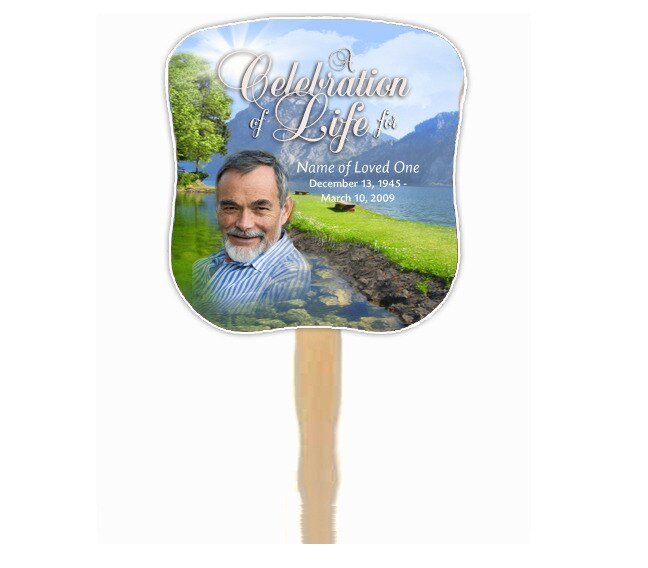 Reflection Cardstock Memorial Fan With Wooden Handle (Pack of 10) - The Funeral Program Site