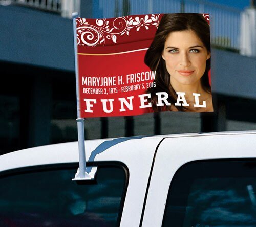 Ruby Funeral Car Flag and Pole - The Funeral Program Site