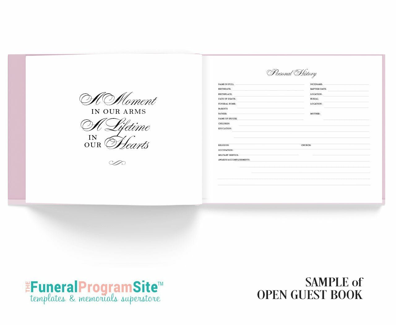 Scripted Elegance Landscape Linen Funeral Guest Book - The Funeral Program Site