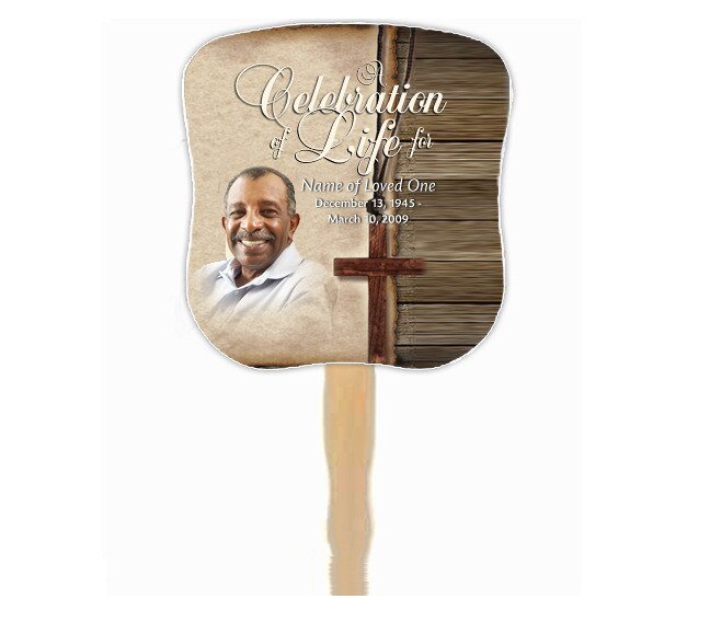 Shepherd Cardstock Memorial Fan With Wooden Handle (Pack of 10) - The Funeral Program Site