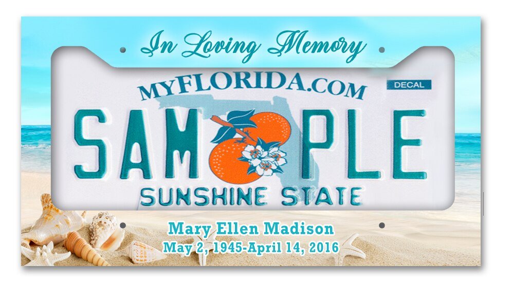 Shoreline Custom In Loving Memory License Plate Frame - The Funeral Program Site