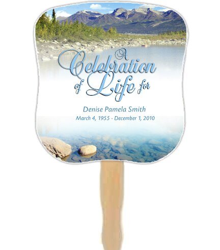 Sierra Cardstock Memorial Fan With Wooden Handle (Pack of 10) - The Funeral Program Site