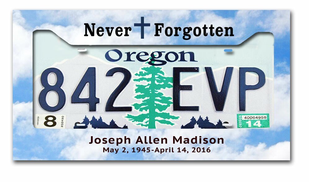 Skyblue Custom In Loving Memory License Plate Frame - The Funeral Program Site