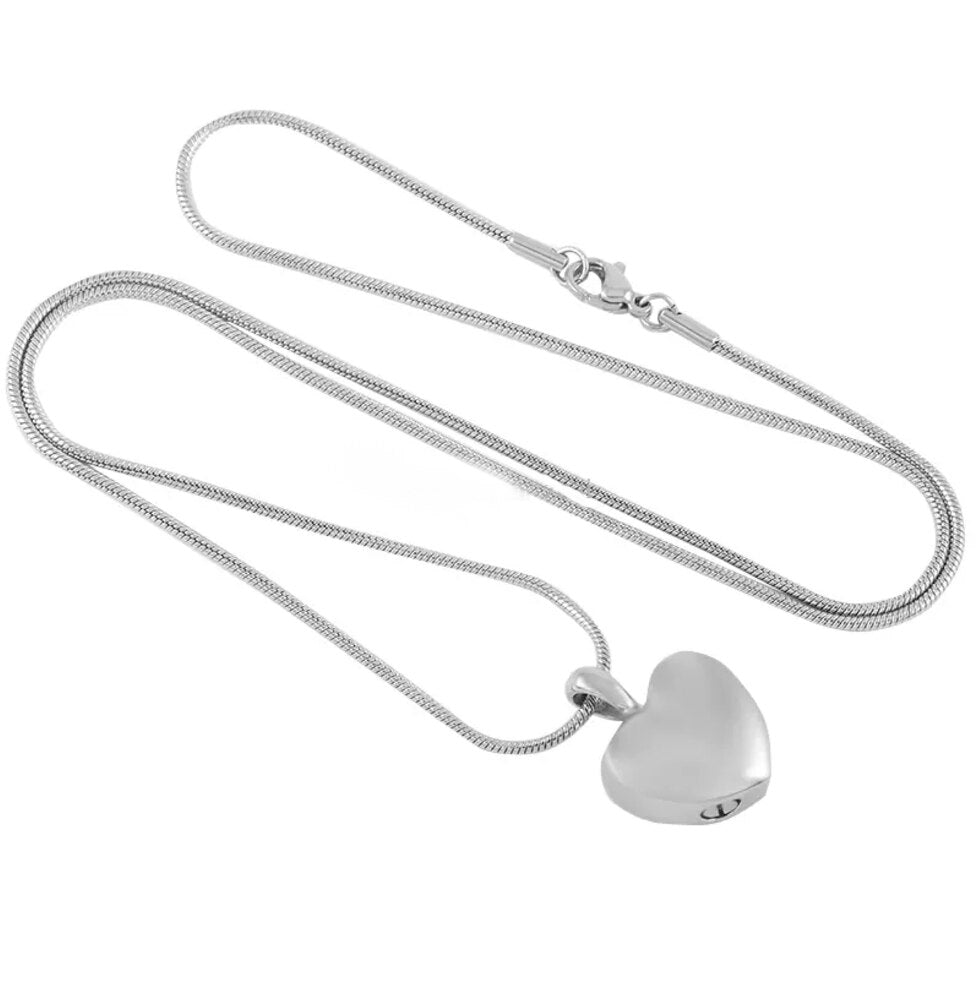 Stainless Steel Puffed Heart Urn Pendant Necklace - The Funeral Program Site