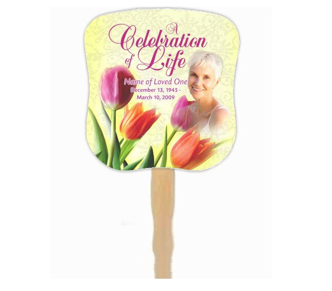 Sunny Cardstock Memorial Fan With Wooden Handle (Pack of 10) - The Funeral Program Site