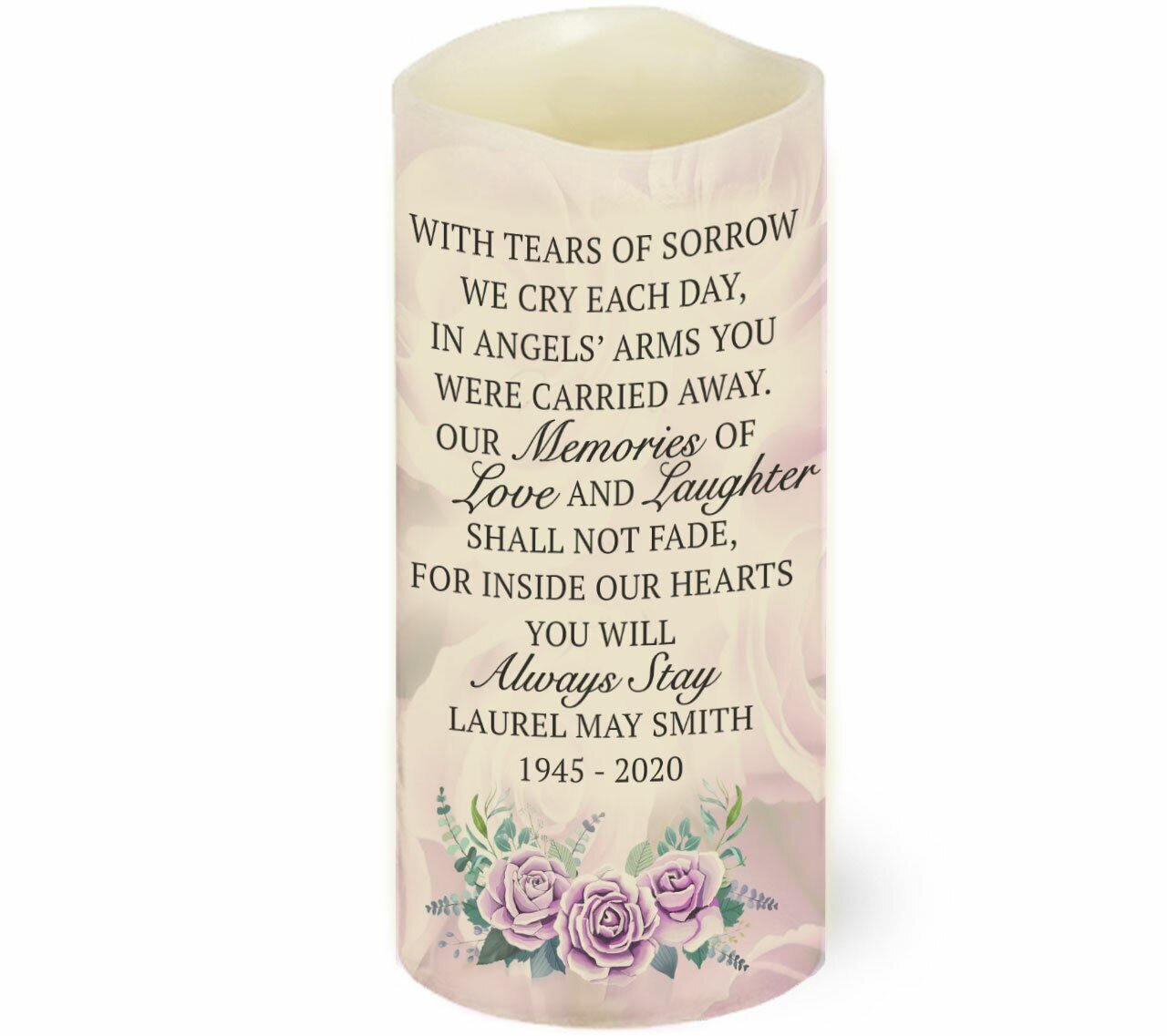 Tears of Sorrow Personalized LED Memorial Candle - The Funeral Program Site