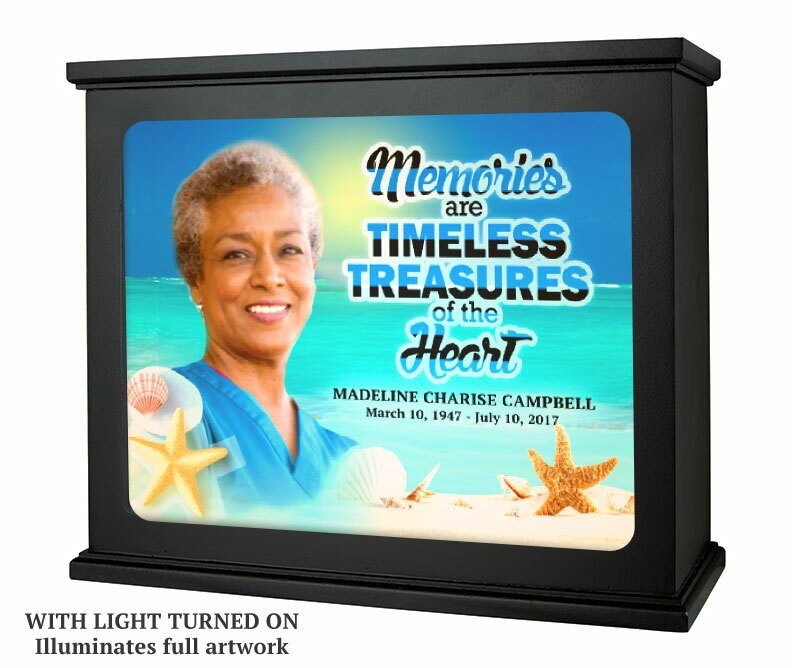 Tropical Beach Photo Light Box Memorial - The Funeral Program Site