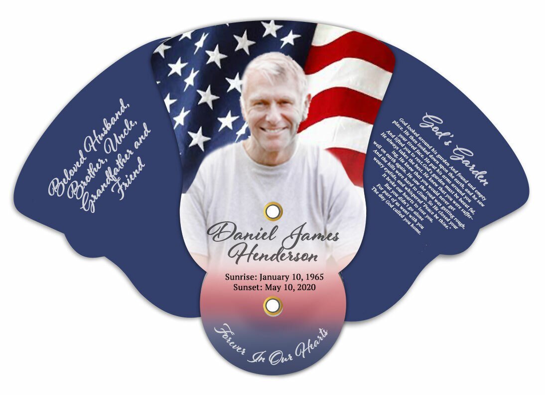 US Flag Folding Memorial Hand Fans (Pack of 10) - The Funeral Program Site