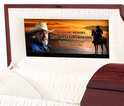 Western Cowboy Custom Casket Panel Insert