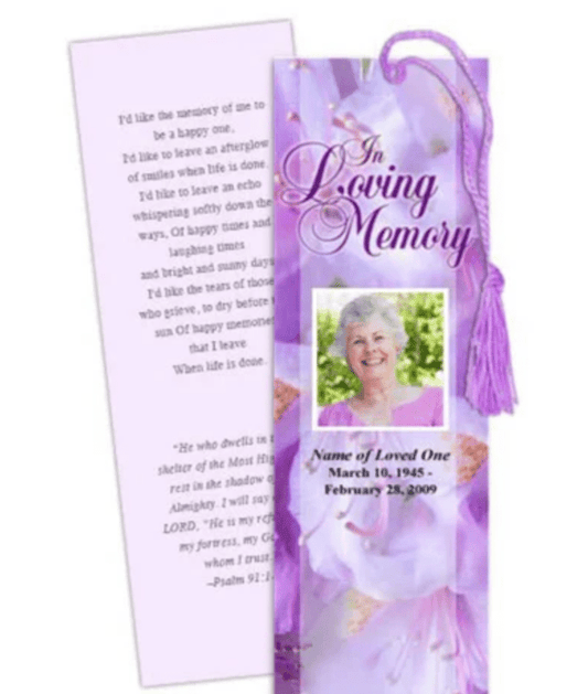 DIY Memorial Bookmarks and Download - The Funeral Program Site