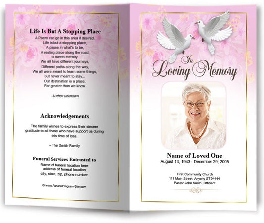 Double Doves Funeral Program Template Design - The Funeral Program Site