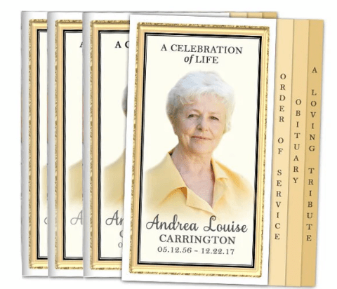 Elegant Golden Frame Graduated Funeral Programs - The Funeral Program Site