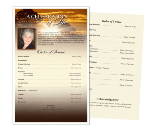 Half-Page Funeral Program Template: A Compact and Elegant Choice - The Funeral Program Site