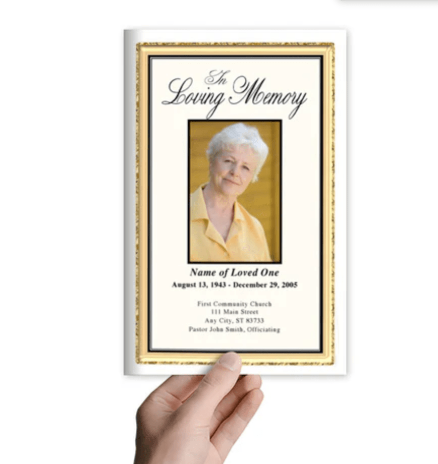 Luxurious Golden Frame Graduated Funeral Program Template – The Funeral ...