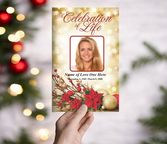 Poinsettia Funeral Program Template - The Funeral Program Site - The Funeral Program Site