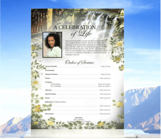 Single-Page Funeral Program Template or Funeral Flyer - The Funeral Program Site