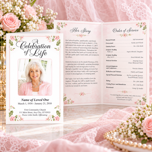 Floret Funeral Program Template
