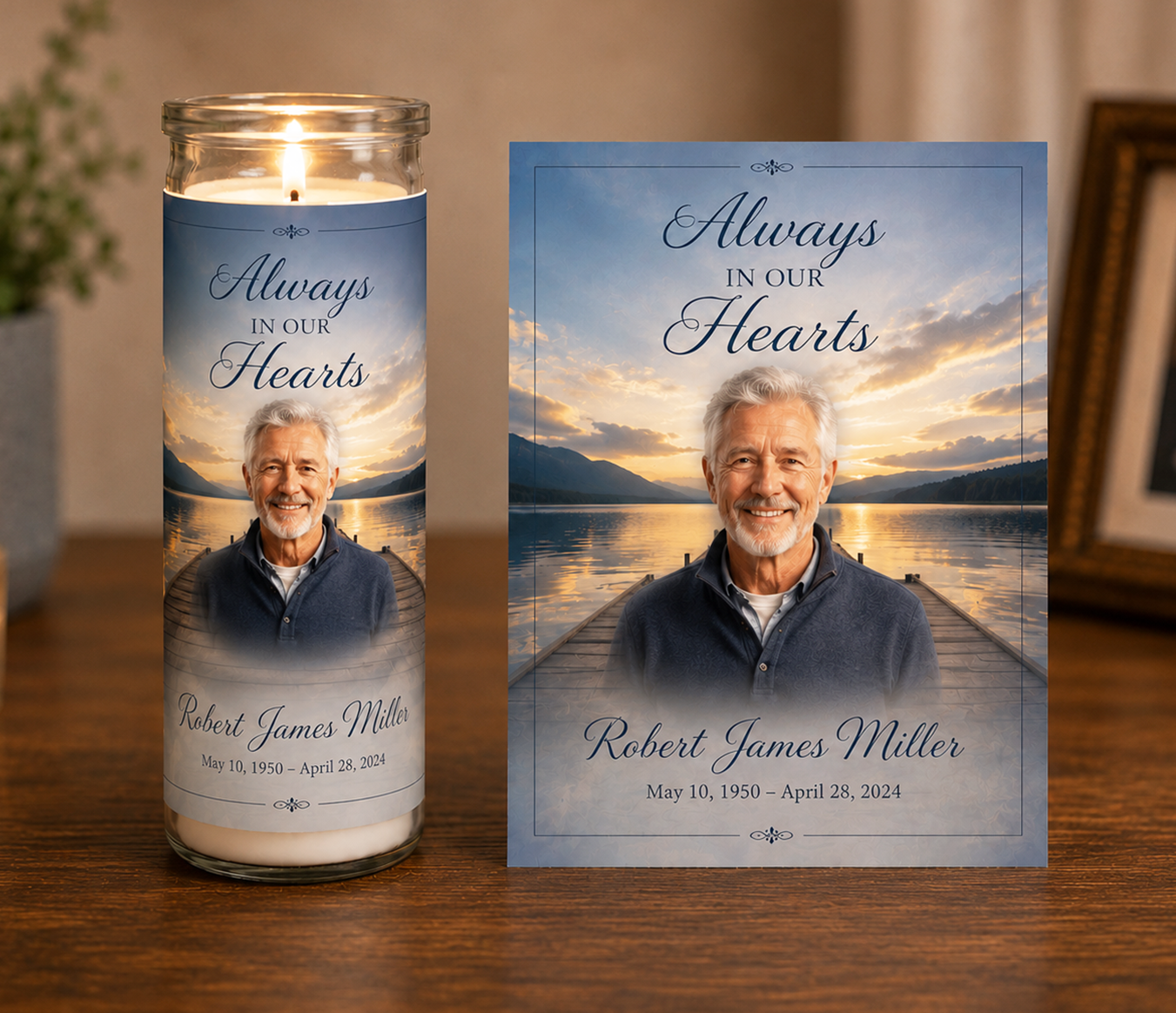 Lakeside Sunset DIY Memorial Candle Wrap Template