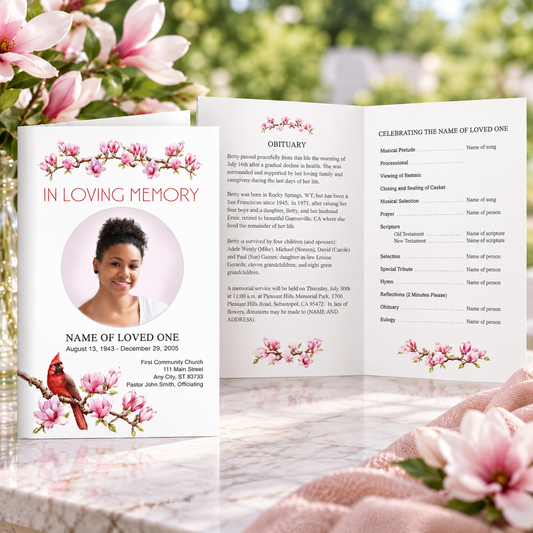 Red Cardinal Funeral Program Template